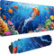 Tapis de Souris Gaming Bleu, Grand Tapis de Souris XXL 700 x 400 x 3 mm, Océan Mouse Pad pour Clavier et Bureau, avec Bords Surpiqués et Dos Antidérapant Mousepad for Gamer Bureau Decor, Cadeau H-P