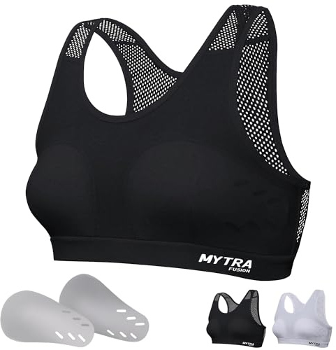Mytra Fusion Box Damen BH Atmungsaktivem Mesh, Herausnehmbaren Körbchen & Hautfreundliche Unterstützung, Box Sport BH für Kampfsport, Fitness & Laufen