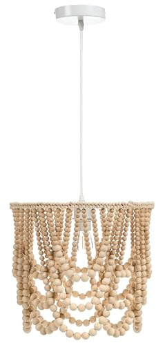 Beliani Kronleuchter Holzperlen hellbraun Boho Stil Verugal