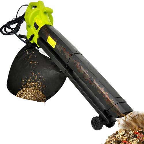 Aspirafoglie 3 in 1, Soffiatore per foglie da giardino e trituratore a vuoto, Aspiratore da giardino da 3000 W con sacco di raccolta foglie da 40 litri, Soffiatore potente leggero ad alta potenza per