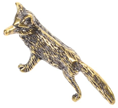 Supvox Retro Fuchs Figur aus Messing, Goldene Tischdekoration | Handwerk im Retro Stil, Flache Tierfigur, Sammelobjekt für Schreibtisch und Raumdekoration