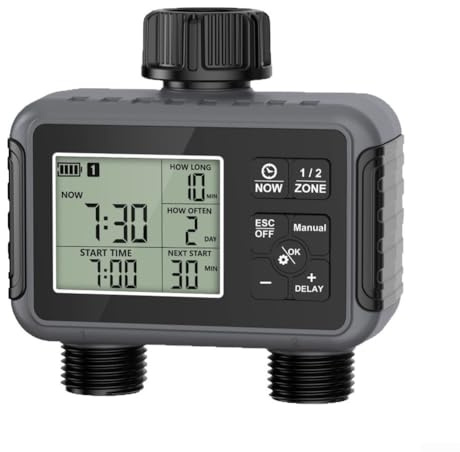 Timer per irrigazione da giardino, 2 uscite, per controller di irrigazione intelligente, computer programmabile IPX5 per irrigazione automatica del cortile del prato