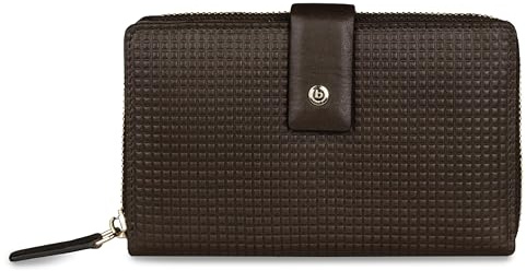 bugatti Noemi Damen-Geldbörse L aus Leder, großes Portemonnaie für Frauen mit RFID-Schutz, braun