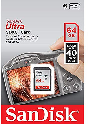 SanDisk Extreme - Tarjeta de Memoria SDXC de 64 GB (UHS-I, Clase 10, hasta 40 MB/s de Lectura)