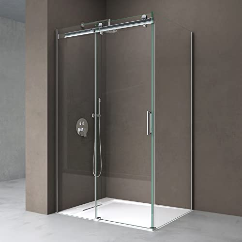 doporro Duschkabine 80x115x195cm Duschabtrennung mit Schiebetür ESG-Sicherheitsglas Klarglas inkl. beidseitiger Easy-Clean-Beschichtung Ravenna17