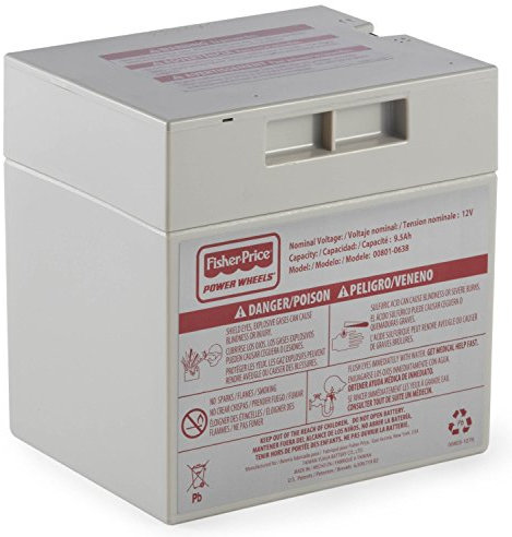 12V Battery for Barbie Corvette BFY96 Power Wheels Fisher Price by Technical Precision - Rechargeable Gray Battery - 1 Unit