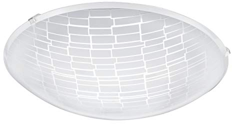 EGLO LED Deckenleuchte Malva 1, 1 flammige Deckenlampe klassisch, Wohnzimmerlampe aus Metall und Glas mit Dekor in Weiß, Klar, Schlafzimmerlampe, LED Flurlampe warmweiß, Ø 31,5 cm