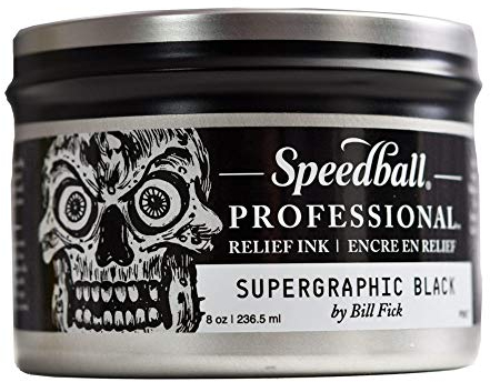 Speedball 8oz Professional Relief Ink Supergraphic Black, For Block, Relief Printing, Linocut, Wood Cutting, Oil-Based, Art, Craft Supplies