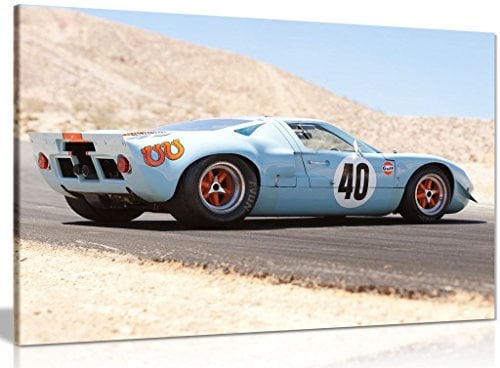 Ford Gt40 Gulf Oil Le Mans 1968 Canvas Wall Art Picture Print (30x20in)