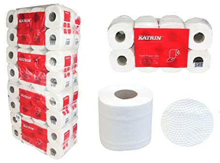 Katrin Basic 169505 Papier toilette 2 plis 250 feuilles 8 x 8 = 64 rouleaux dans un sachet plastique