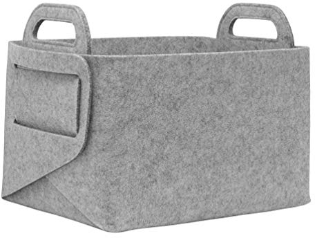 Rubberneck Allzweckkorb aus Filz, Faltbare Aufbewahrungstasche mit Zwei Henkeln, Maße: 36 x 25 x 23 cm, Grau