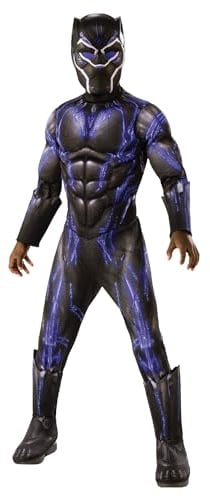 Rubies Official Avengers Black Panther Battle Suit, Deluxe Child Costume - Medium, Age 5-7, Height 132 cm, Multicolour Halloween