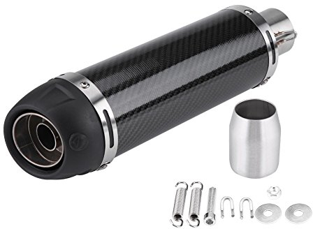 Aramox Pot d'échappement universel modifié en fibre de carbone véritable avec dB Killer, 51 mm