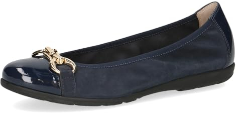 CAPRICE Damen Ballerinas aus Leder mit Lack, Blau (Ocean Comb), 42 EU