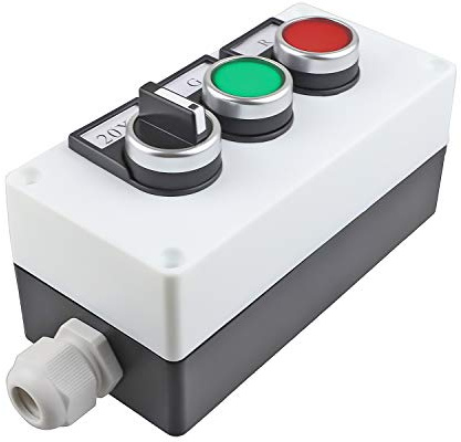 Nxtop Interruptor de botón momentáneo rojo verde 440 V 10 A 1NC 1NO, 3 posiciones, 2 no, caja de estación de interruptor selector giratorio