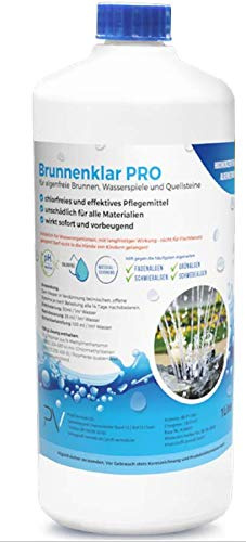 Profi-Vertrieb UG - Brunnenklar Pro Wasserzusatz für Algen-freie Zimmerbrunnen - Wasserspiele - Quellsteine & Wasserwand I effektives Pflegemittel Chlor-frei & pH-neutral I Water Feature 1 Liter