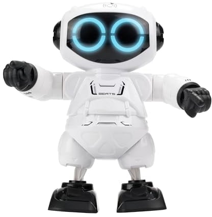 YCOO 88587 ROBO Beats by Silverlit, Tanzender Roboter, Ton-und Lichteffekten, berühre seinen Kopf und er beginnt zu tanzen, 18,5 cm, weiß, ab 3 Jahren