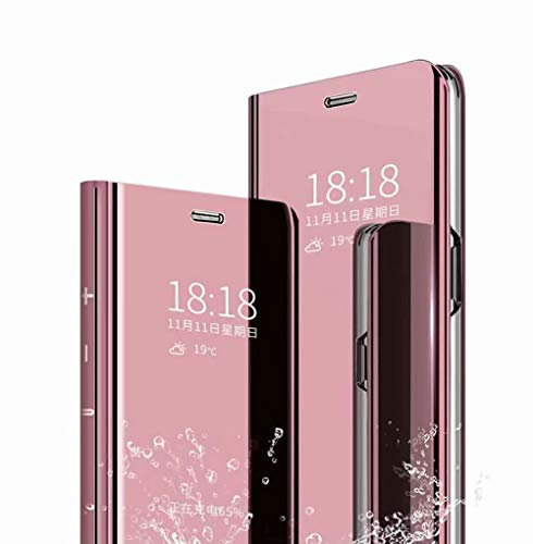 BAIDIYU Coque pour Oppo A54 5G, Coquille protectrice Intelligente de Flip de Miroir, Protection complète. Housse Coque pour Oppo A54 5G.(Or Rose)