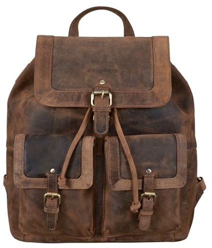 STILORD Nora Großer Lederrucksack Vintage Hochwertiger Daypack 13.3 Zoll Rucksack-Handtasche für Schule Office Uni Freizeit Büro Echtes Leder für Damen und Herren Farbe:Calais - braun