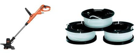 BLACK+DECKER Coupe-Bordures Filaire 550W, Coupe-Bordures Electrique 28 cm & Lot de 3 Bobines de Rechange pour Coupe-Bordures, Bobine Reflex Plus A Déroulement Automatique, 3 x 10 m, ⌀1,5 mm