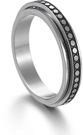 PAMTIER Damen Edelstahl Dot Spinner Ring 4mm Dünne Silber Statement Ringe Stressabbauende Größe 65