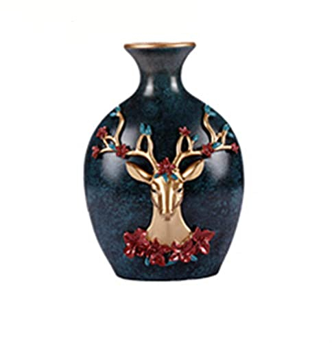 YQLKD Kleine Skulpturnachahmung Bronze Hirsch Vase Statue Dekor Skulptur