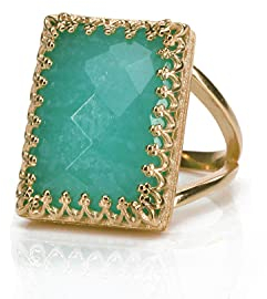 Anemone Schmuck Amazonit Rose Gold Ringe für Frauen - Rechteck Vintage Inspiriert Edelstein Ring - Größe, Material und Gravierte Ring - Personalisierte Ring für Ihren Geburtstag, Hochzeit, Jahrestag