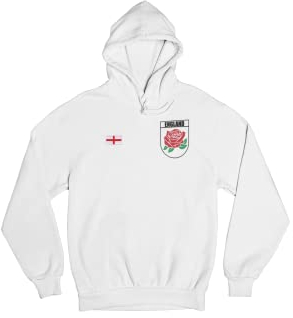 England Rugby Team Six Nations Hoodie – Unisex-Pullover Sweatshirt – bequeme und warme Rugby-Fan-Bekleidung – nicht-offizielle Fanausrüstung für Six Nations Turnier, weiß, 3XL
