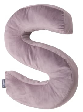 Bellochi Dekorative Kissen mit Antiallergische Füllung - Kuschelkissen - Zierkissen - aus Samt - Kinderkissen in Form eines Buchstabe S - Rosa