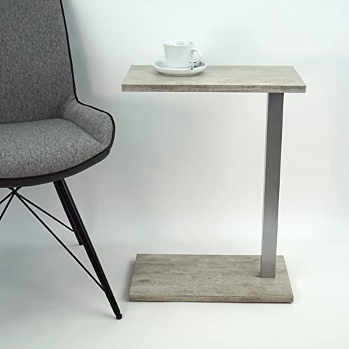 freeroom24 Beistelltisch, Laptoptisch Rebus in Betonoptik, Metall in Silber, 45 x 25cm, Verschiedene Höhen (45 x 25 x Höhe 80cm)