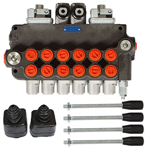 Timunr 6 Spulen 21 GPM Hydraulisches Richtregelventil, 3625 PSI SAE-Anschlüsse, doppelt wirkendes Hydraulikventil mit Joystick