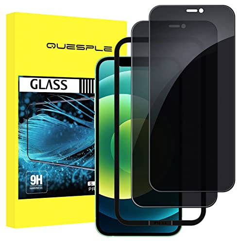 QUESPLE 2 Pezzi Privacy Pellicola Protettiva per iPhone 12 Mini 5,4, (Vetro Privacy) Anti Spy in Vetro Temperato con Strumenti di Installazione, Durezza 9H, Ultra Resistente