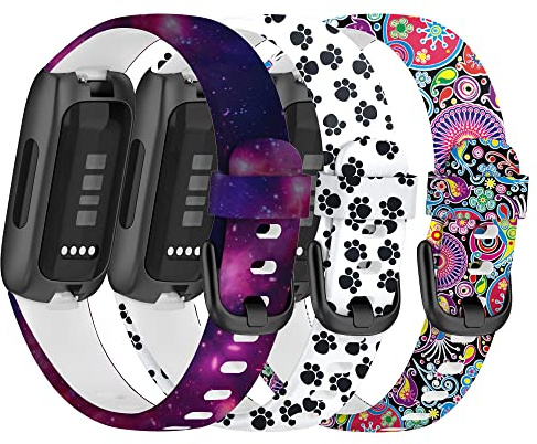 Chofit Uhrenarmband, kompatibel mit Fitbit Inspire 3, 3er-Pack, weiches Silikon-Armband, Blumenmuster, für Inspire 3 für Damen, Größe S/L, S