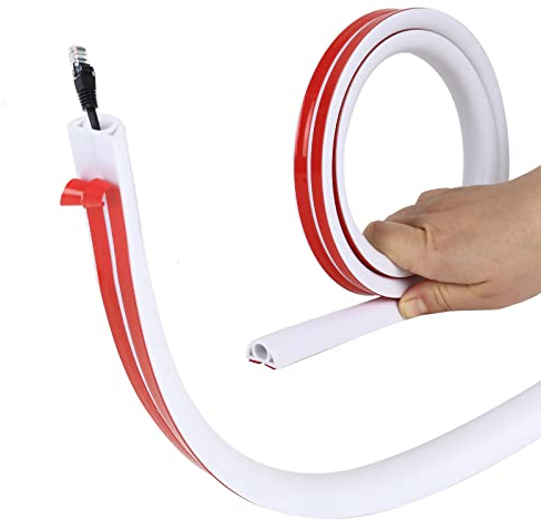 Kabelkanal Selbstklebend, Btstil PVC Flexibler Halbrunde Boden Kabelbrücke Kabelabdeckung Kabelschutz Kabelschacht für alle Netzkabel Haus, Büro, Schule, Lager (D20(20x11mm), Weiß, 2m)