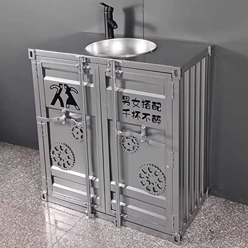 ZARBAILRE Meuble De Lavabo Industriel, Meuble De Lavabo et Meuble-Lavabo, Meuble De Salle De Bain Rétro Industriel, Lavabo sur Pied (A 80×42×85cm)