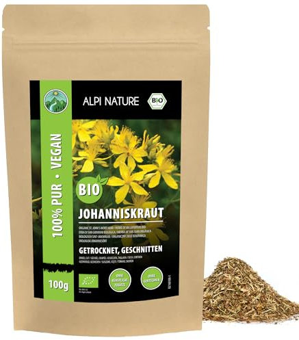 Alpi Nature Millepertuis Thé BIO 100g, Herbe de Millepertuis Séchée et Coupée, Thé en Vrac