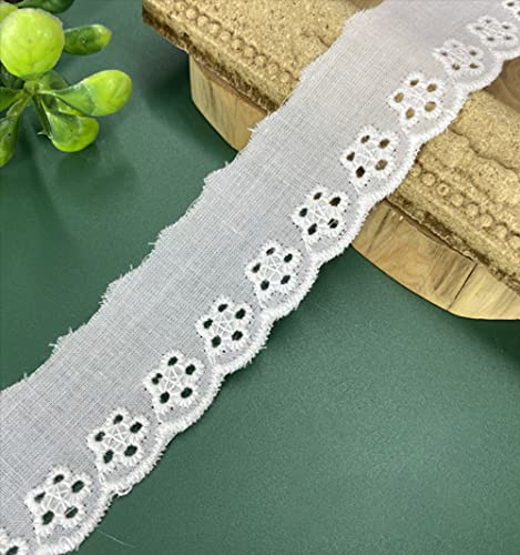 Wambere Vintage Spitzenband Borte aus Baumwolle Spitzenstoff Dekoband Zierband Spitzenborte Borte für Nähen Handwerk Weihnachtsdekoration Hochzeit Vorhang Deko Geschenkbox 28mmx5Yard,Weiss