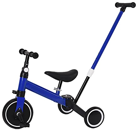 Drumm Dreirad 4 in 1 für Kleinkinder mit Lenkgriff, für 1 bis 4 Jahre, Dreirad für Kinder, Laufrad, Fahrrad ohne Pedal, verstellbarer Sitz