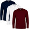 JRC Just Royal Clothing Pack of 3 Mens Long Sleeve V-Neck T-Shirts, Casual Vee Neck Tops (Maroon, White, Navy, 3XL)