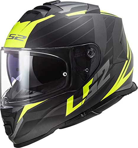 LS2, Integraler Motorradhelm STORM II NERVE Matt Black H-V Yellow, S
