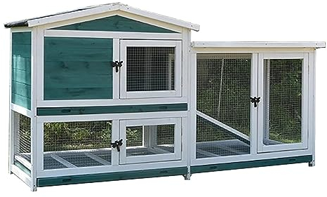 kaninchenstall hasenstall 2-stöckiger Hasenkäfig mit verdrahtetem Boden - Kaninchenstall, Meerschweinchenkäfig Kleintierkäfig, Kleintierhaus für Frettchen, Chinchilla, Igel ( Color : Green , Size : 17