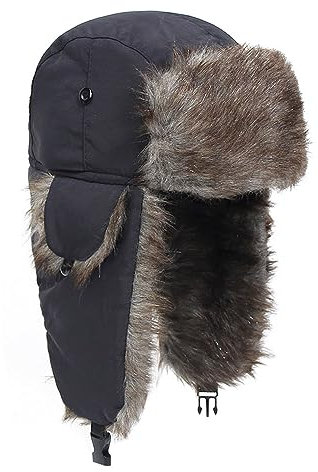 Vobozeany Fliegermütze für Herren Winter Warme Wintermütze Mit Ohrenklappen Russen Mütze Pilotenmütze Bombermütze Trappermütze