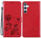 GOKEN Coque pour Samsung Galaxy A05s 4G, Housse TPU/PU Flip Portefeuille Cuir Portefeuille Étui avec Carte Fente/Stand Fonction, 3D Rose Magnétique Protection Case Cover, Rouge