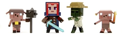 Jada Toys - Minecraft statuetta in metallo, onda 2, cultura pop, selezione casuale: Hero, Villager, Piglin Grunter, Piglin Runt, per giocatori e collezionisti a partire dagli 8 anni, 6,5 cm ciascuno