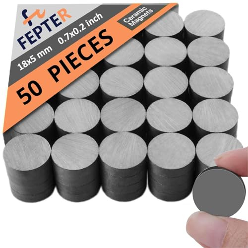 Black Small Magnets Round Strong Fridge Magnets Mini Magnets for Fridge DIY Picture Office School Home Kitchen Whiteboard (Black, 50pcs 18x5mm)