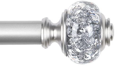 KAMANINA Gardinenstange Silber 80 to148 CM Lang, Ausziehbare Gardinenstange, Dekorative Vorhangstange mit Durchsichtigen Endstücke für Wohnzimmer, Schlafzimmer, Esszimmer
