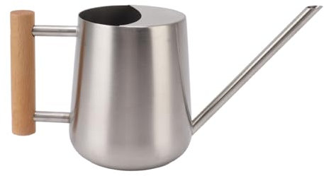 Arrosoir, Pot D'arrosage De Fleurs élégant à Long Bec En Acier Inoxydable De 900 ML, Dispositifs D'arrosage De Plantes à Poignée En Bois Pour la Famille De Jardin Intérieur Extérieur(Couleur inox)