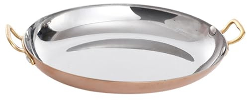 NIRBO Ovale Spanische Paella-Pfanne Mit Doppelten Ohren Edelstahl-Grillpfanne Mit Antihaftbeschichtung Bratpfanne Unbeschichtete Meeresfrüchte-Paella-Topf,Rose Gold-35cm