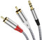 RCA a cable de audio de 3,5mm, 2 RCA a cable de 3,5mm para televisores, computadoras, teléfonos móviles, reproductores mp3, altavoces, radios para vehículos, tabletas, amplificadores, altavoces.etc.