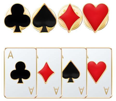 Ensemble de broches de poker de costume 8 pièces, épinglette de badge de poker, broche de robe, broche de redingote, épingles de coeur rouge pour hommes, femmes, écharpe, châles, revers